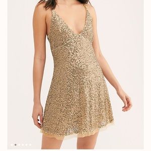 free people gold rush mini dress